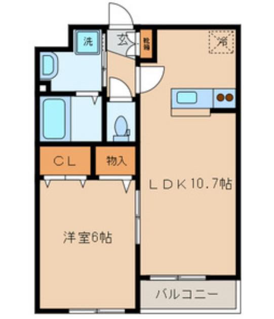 ツインテラス春日II(1LDK/1階)の間取り写真