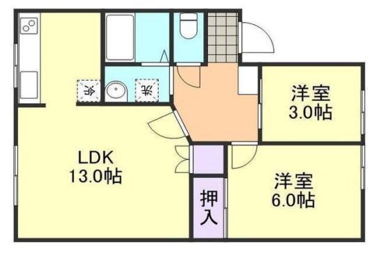 アメニティ倉敷W棟(2LDK/1階)の間取り写真