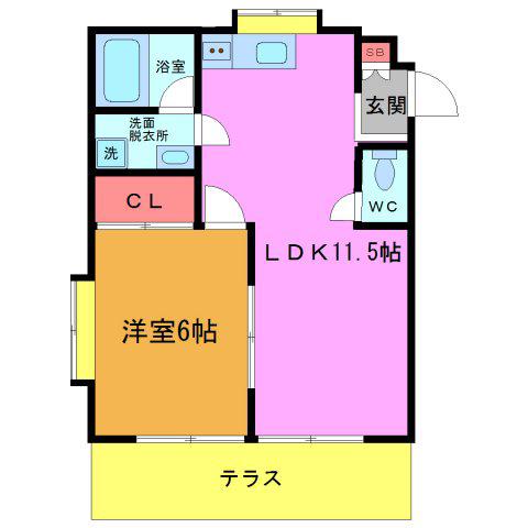 ロックグランデ行徳(1LDK/1階)の間取り写真
