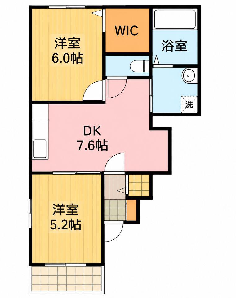 プレッソ・小川(2DK/1階)の間取り写真