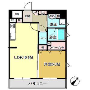 LA CASA ALBA DUE(1LDK/4階)の間取り写真