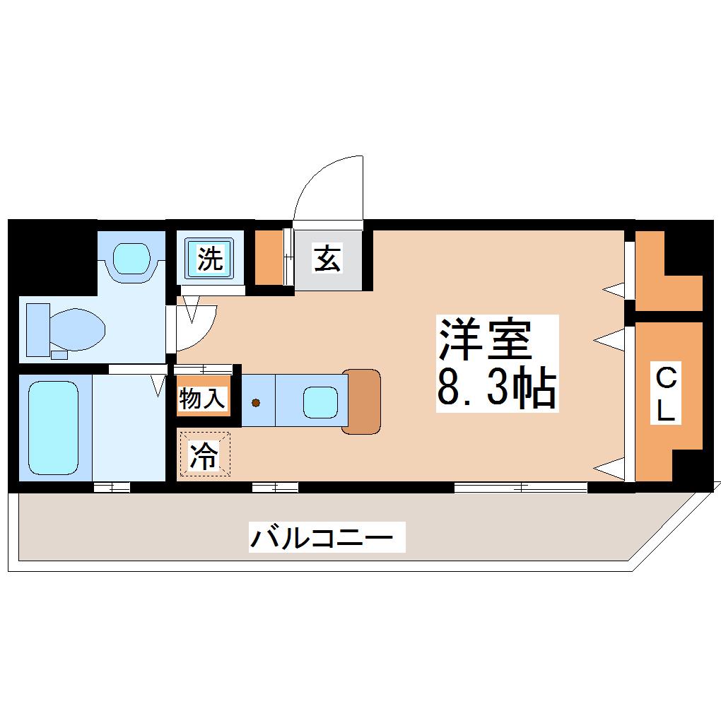 アルファネクスト大和町(ワンルーム/8階)の間取り写真