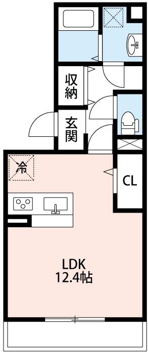 グリーンシティ竜美K棟(ワンルーム/2階)の間取り写真
