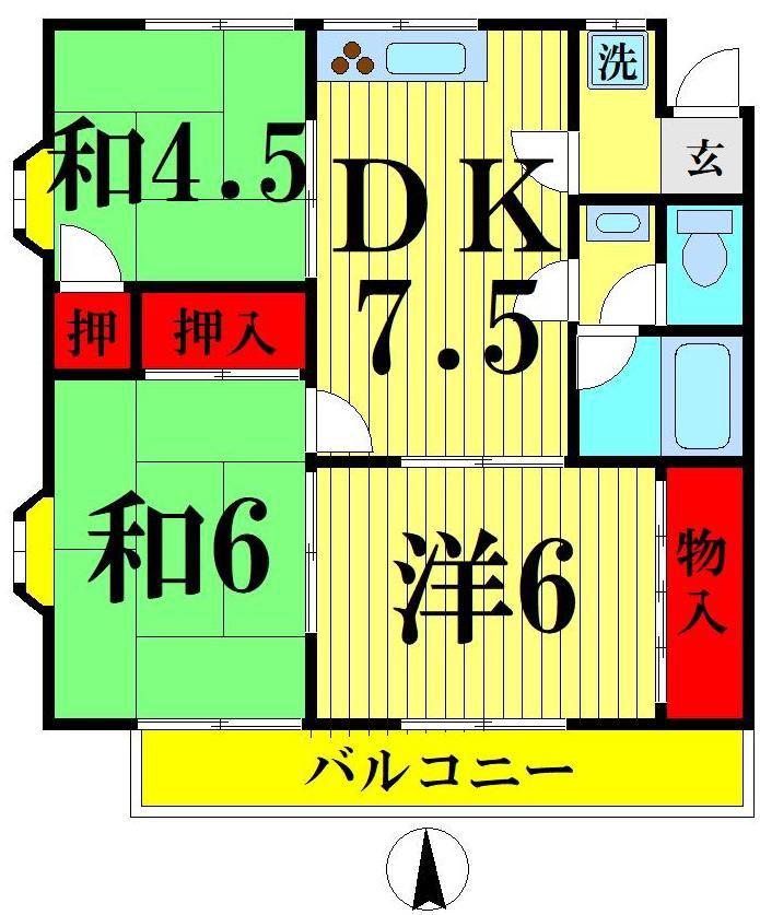 コーポウエタケ(3DK/1階)の間取り写真
