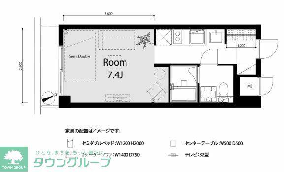 ハイネスロワイヤル(ワンルーム/12階)の間取り写真