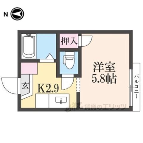 ジュネメゾン(ワンルーム/2階)の間取り写真