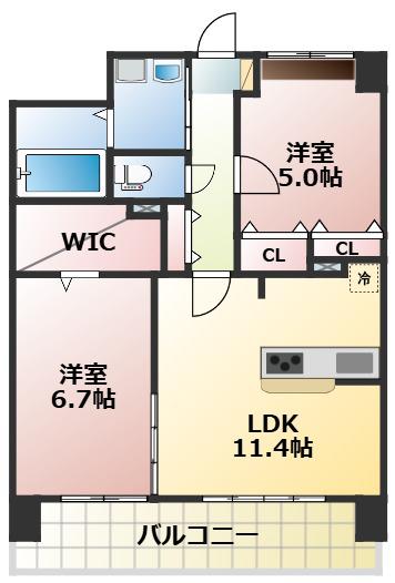 プレシャス(1LDK/9階)の間取り写真