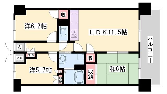 ファーレ姫路(3LDK/1階)の間取り写真