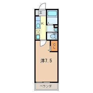 エスポワール(1K/1階)の間取り写真