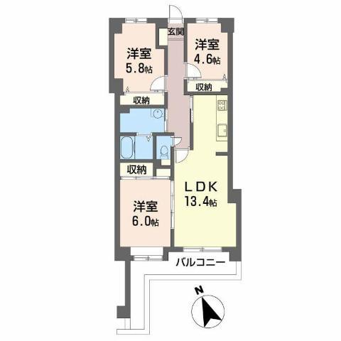 サーパス地吹園 108号(3LDK/1階)の間取り写真