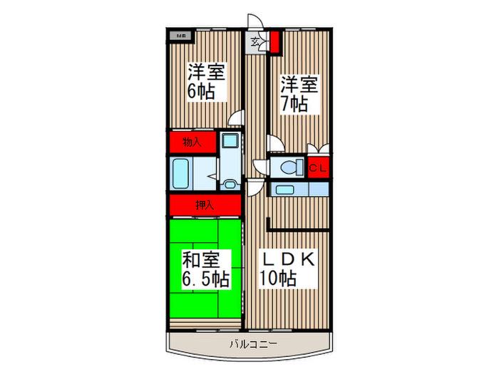 ウィーブ北町(3LDK/4階)の間取り写真