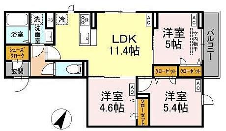 CELESTIA白鷺 2(3LDK/2階)の間取り写真