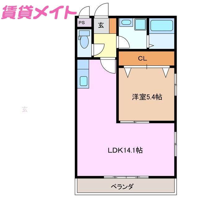 JYヒルズマンション(1LDK/4階)の間取り写真
