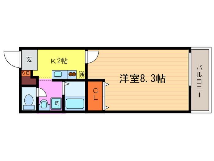 アンプルールOSM(1K/2階)の間取り写真