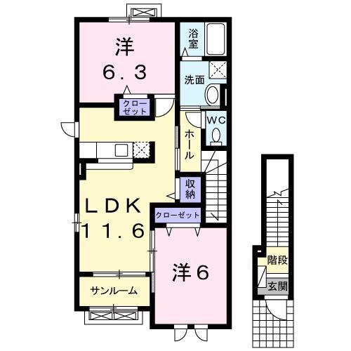 メゾン清和(2LDK/2階)の間取り写真