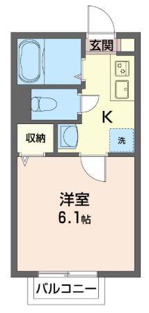 プラシデス(1K/2階)の間取り写真