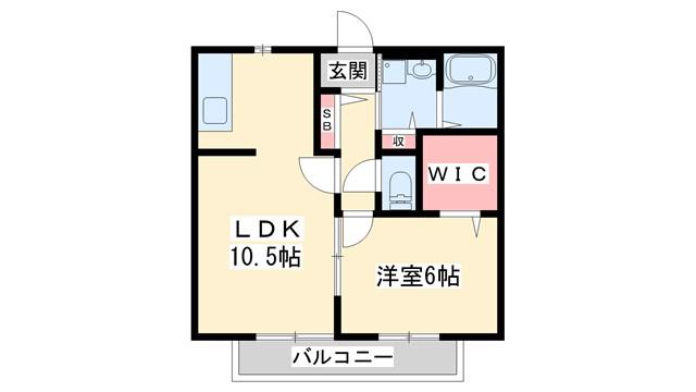ル・シェモア(1LDK/2階)の間取り写真