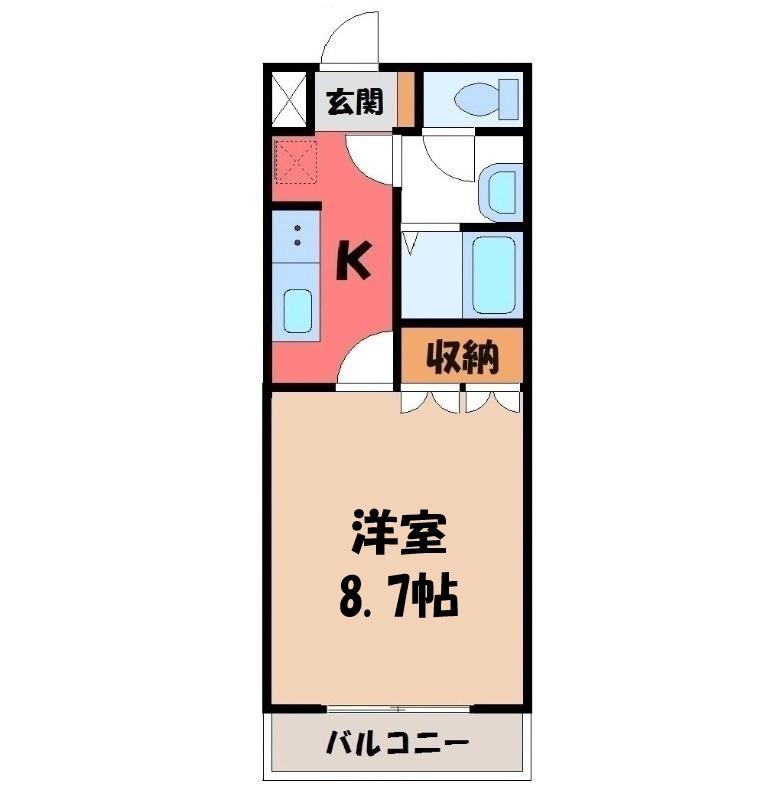 ベルグラース(1K/1階)の間取り写真