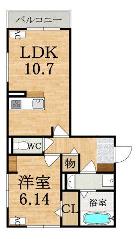 トゥールモンド城殿(1LDK/2階)の間取り写真