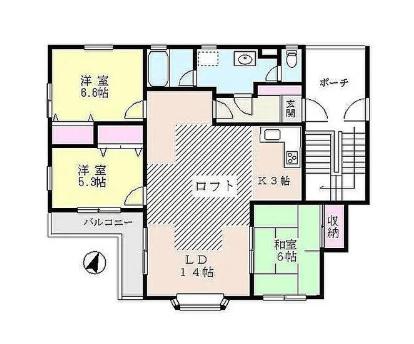 メルベーユI(3LDK/2階)の間取り写真