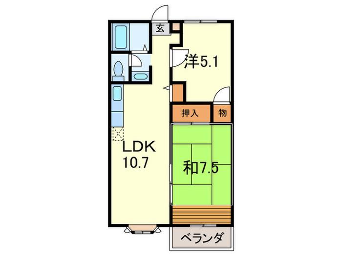 プラビーラコートV(2LDK/2階)の間取り写真