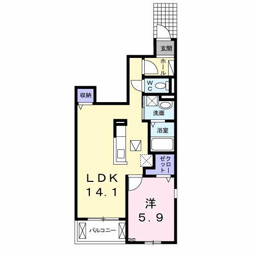 ヒラソール・K(1LDK/1階)の間取り写真