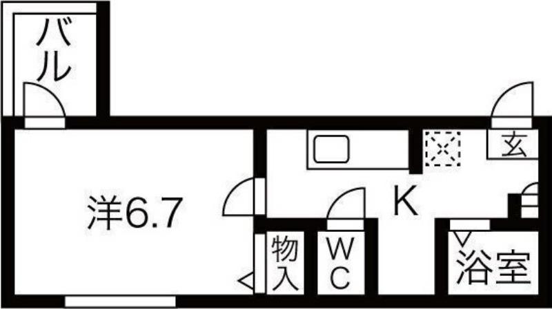 URBANノース(1K/2階)の間取り写真