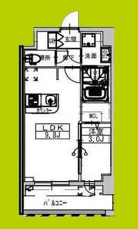 ALIVISドーム前(1LDK/5階)の間取り写真