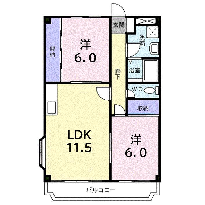 ダイヤモンドエクセル(2LDK/3階)の間取り写真
