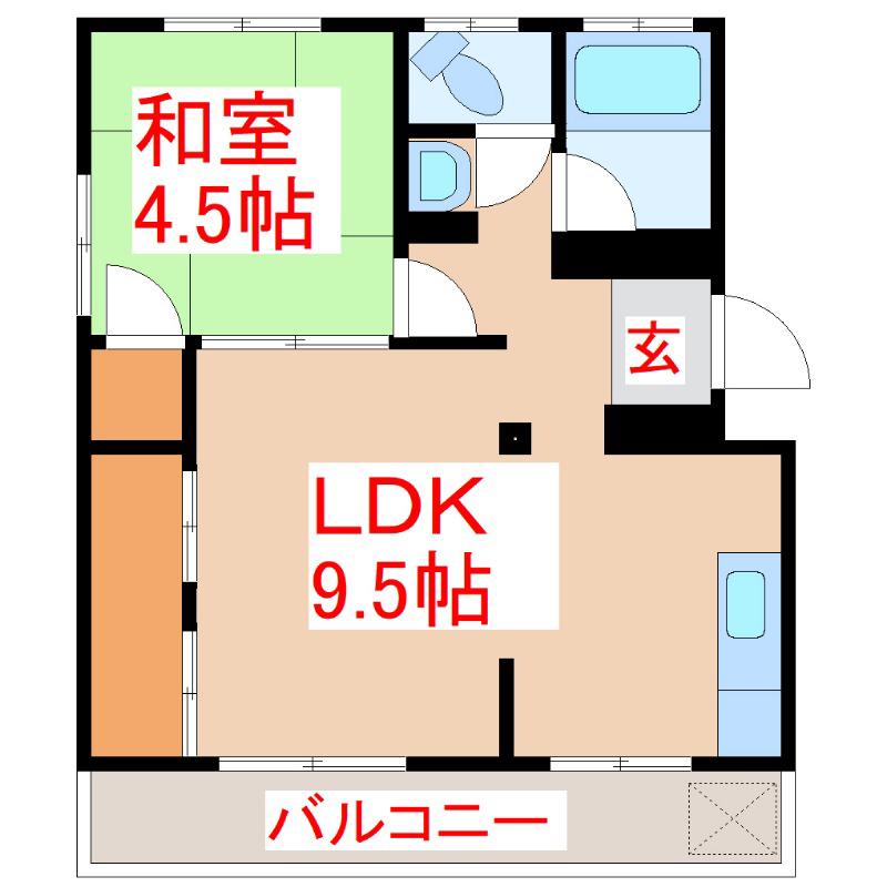 西野ビル(1LDK/2階)の間取り写真