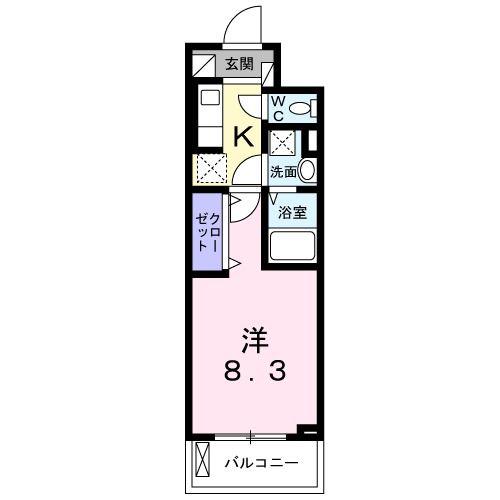 スアヴィス平塚宝町(1K/4階)の間取り写真