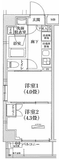 アイル グランディール蒲田(2K/3階)の間取り写真