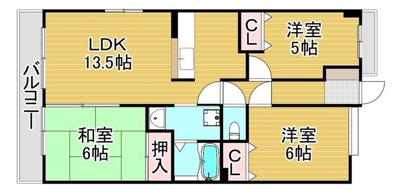 パーセントプラス高宮(3LDK/2階)の間取り写真