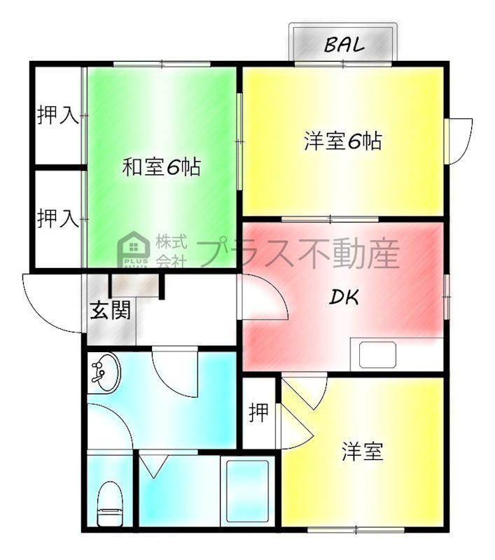 ドミールルナA(3DK/2階)の間取り写真