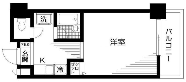 デュオフィール島津山(ワンルーム/6階)の間取り写真