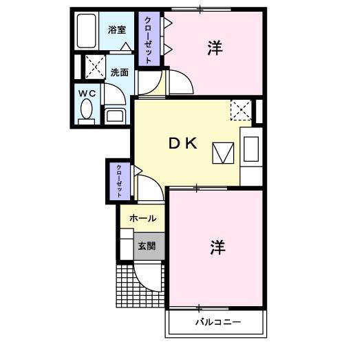 ブライトプレーヌ遠賀(2DK/1階)の間取り写真