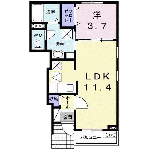 カーサカルロッサ(1LDK/1階)の間取り写真