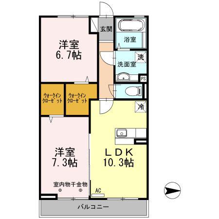 パークハイムMSKII(2LDK/3階)の間取り写真