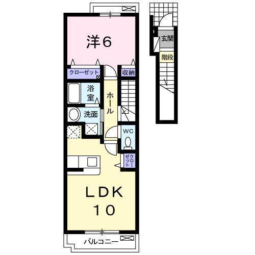 SUN BRIGHT(1LDK/2階)の間取り写真