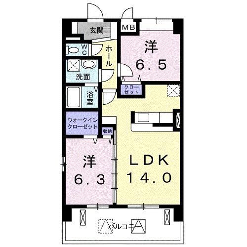 プラジュ千種(2LDK/5階)の間取り写真