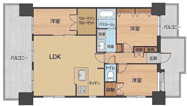 ウイング三滝観音台(3LDK/3階)の間取り写真