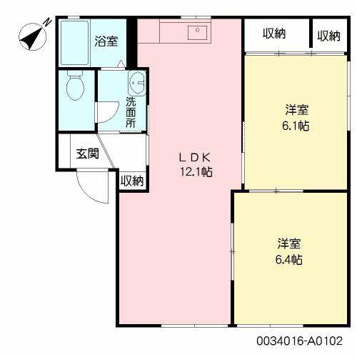 シャローム島崎(2LDK/1階)の間取り写真