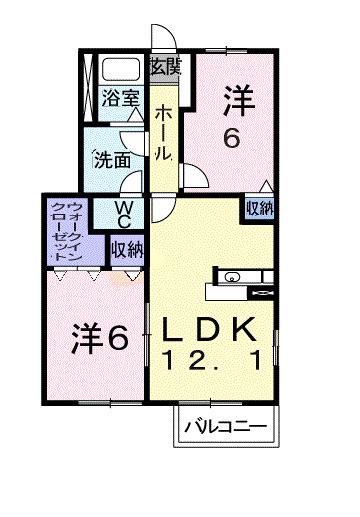 サンブリーゼ東山 C(2LDK/1階)の間取り写真