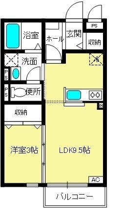 アネックス八代(1LDK/1階)の間取り写真
