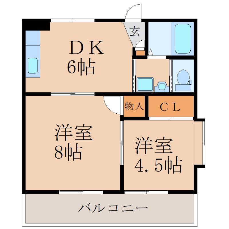 第2城山ハイツ(2DK/3階)の間取り写真