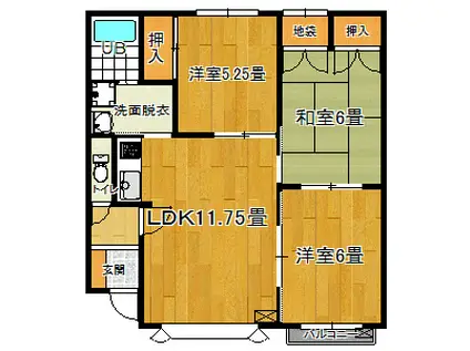 リバーサイドハイム(3LDK/1階)の間取り写真