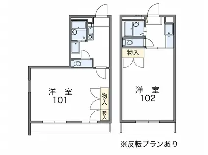 西鉄貝塚線 三苫駅 徒歩9分 2階建 築29年(1K/2階)の間取り写真