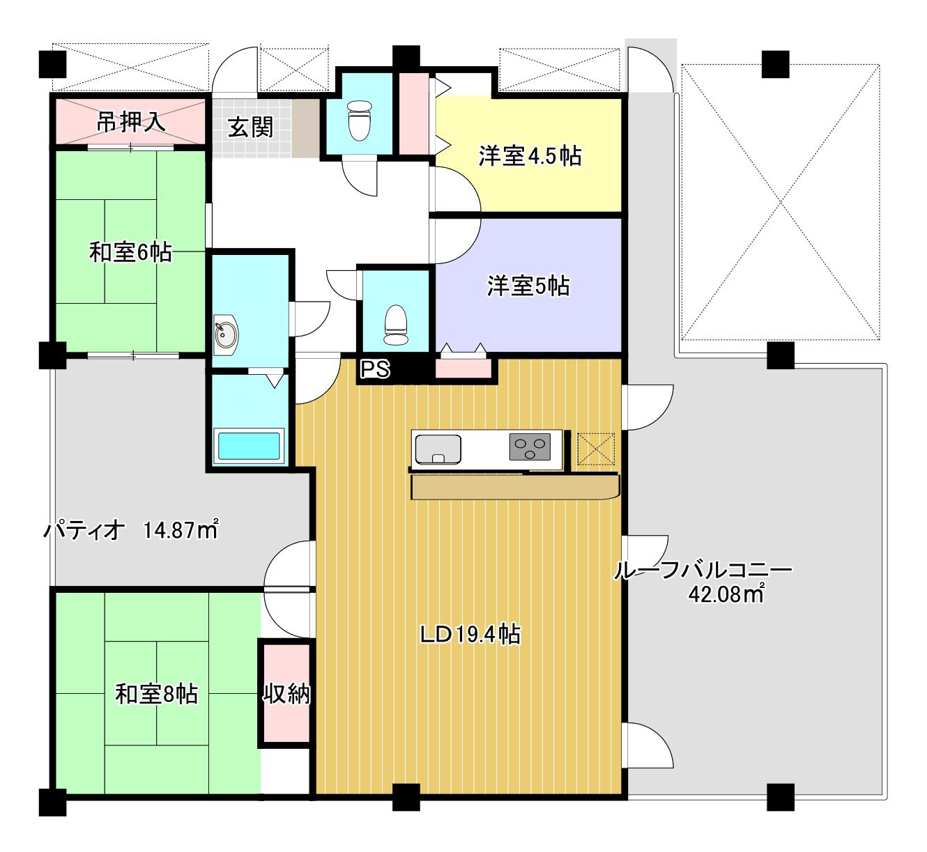 ダイアパレス本厚木(4LDK/12階)の間取り写真