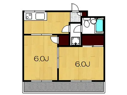 ジュネス康陽(2DK/3階)の間取り写真