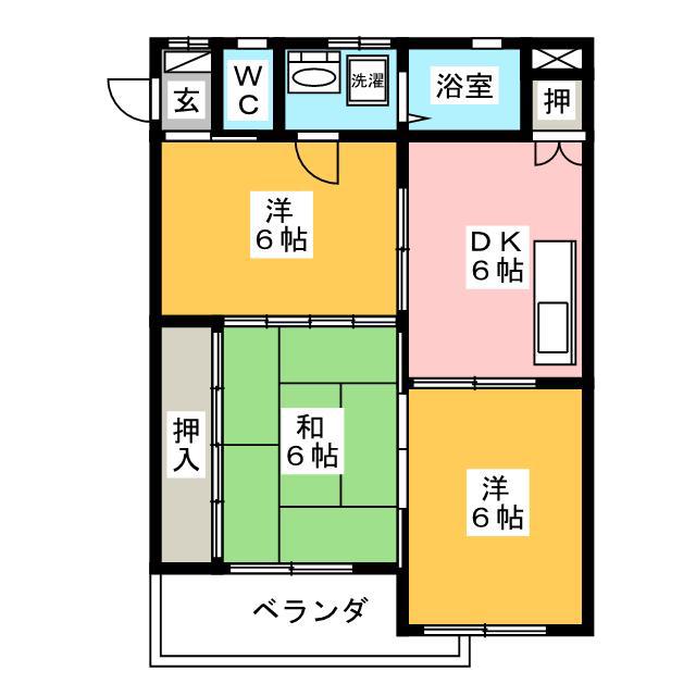 ハイム辻A(3DK/1階)の間取り写真